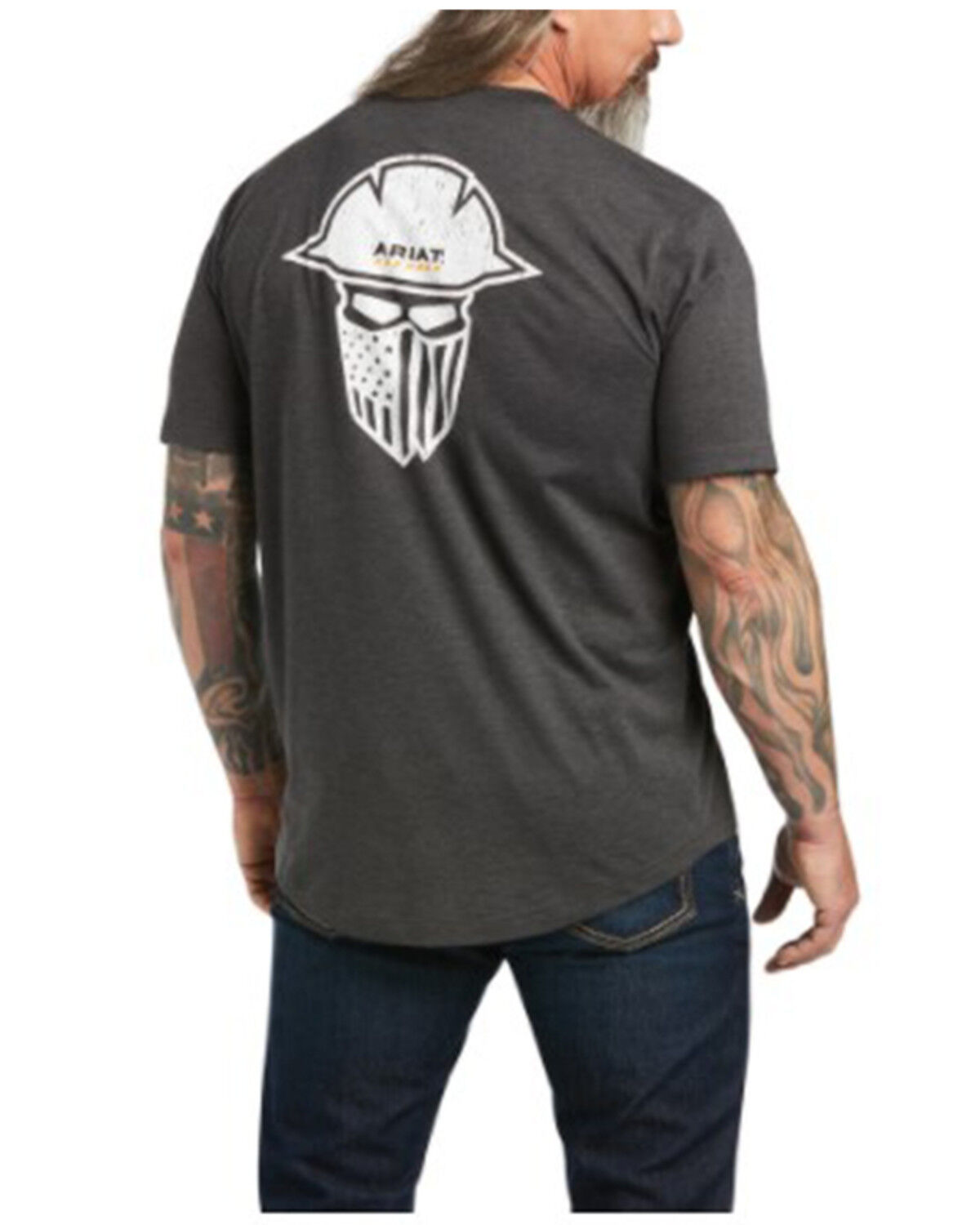 Image #2 - Ariat Men's Rebar Workman Full Cover Graphic Work Pocket T-Shirt, Charcoal, hi-res
