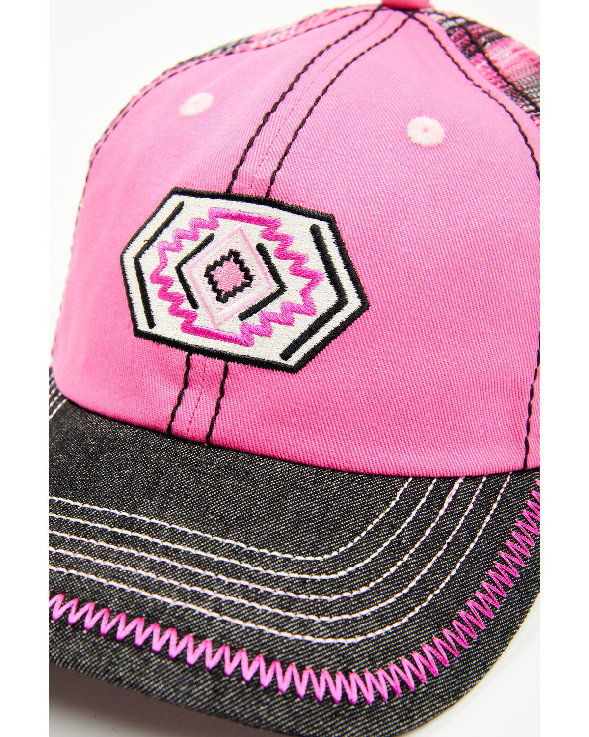 Image #2 - Trenditions Women's Catchfly Embroidered Southwestern Baseball Cap, Pink, hi-res