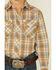 Roper Boys' Plaid Print Long Sleeve Pearl Snap Western Shirt , Orange, hi-res