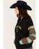 Image #2 - Paramount Network's Yellowstone Women's Serape Striped Print Logo Hoodie, Teal, hi-res