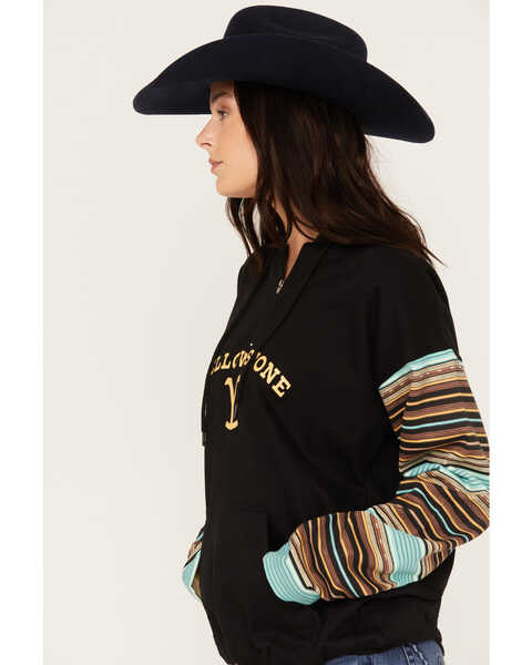 Image #2 - Changes Women's Serape Striped Yellowstone Hoodie, Teal, hi-res