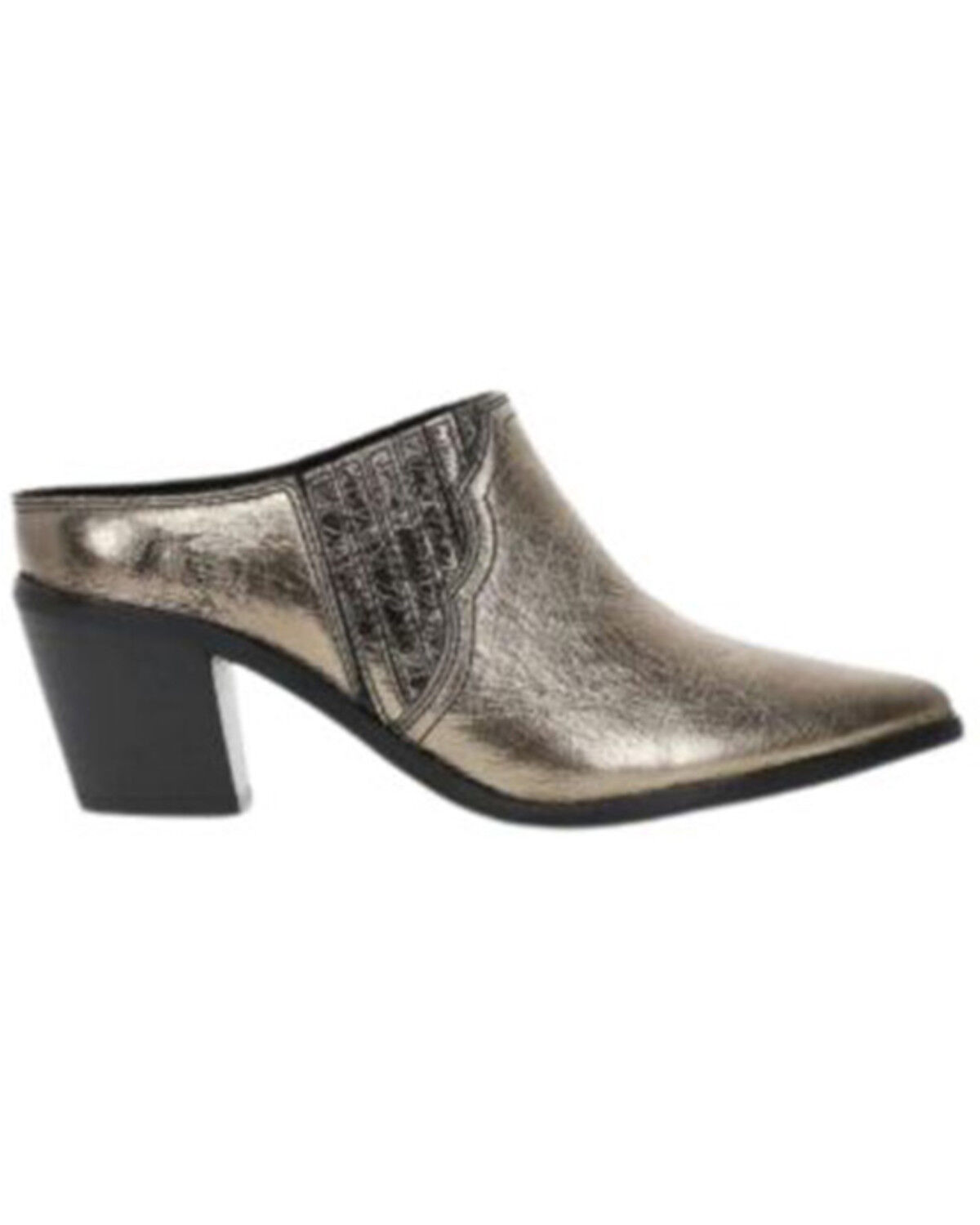 Image #2 - Frye Women's Sara Metallic Western Mules - Round Toe, Bronze, hi-res