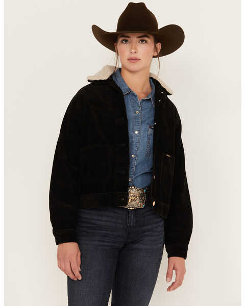 Wrangler Women's Corduroy Western Ranch Jacket, Black, hi-res