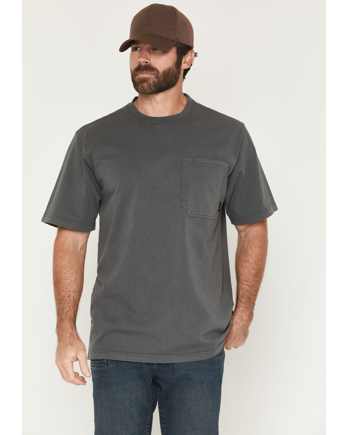 Image #1 - Hawx Men's Forge Solid Short Sleeve Pocket Work Shirt, Charcoal, hi-res