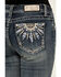 Grace in LA Women's Medium Wash Mid Rise Half Dreamcatcher Pocket Bootcut Jeans, Medium Wash, hi-res