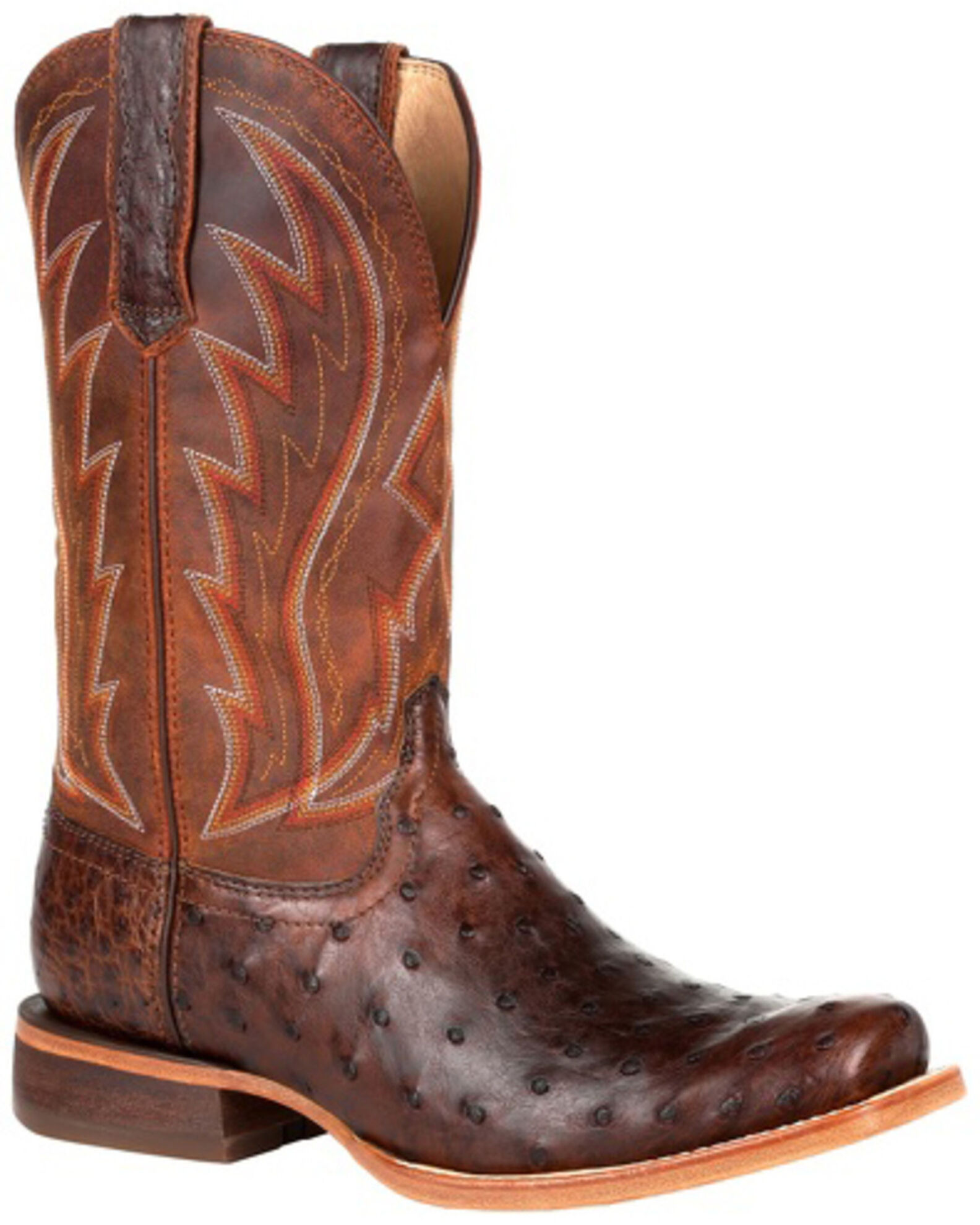 Durango Men s Chestnut Full Quill Ostrich Western Boots Square Toe Sheplers