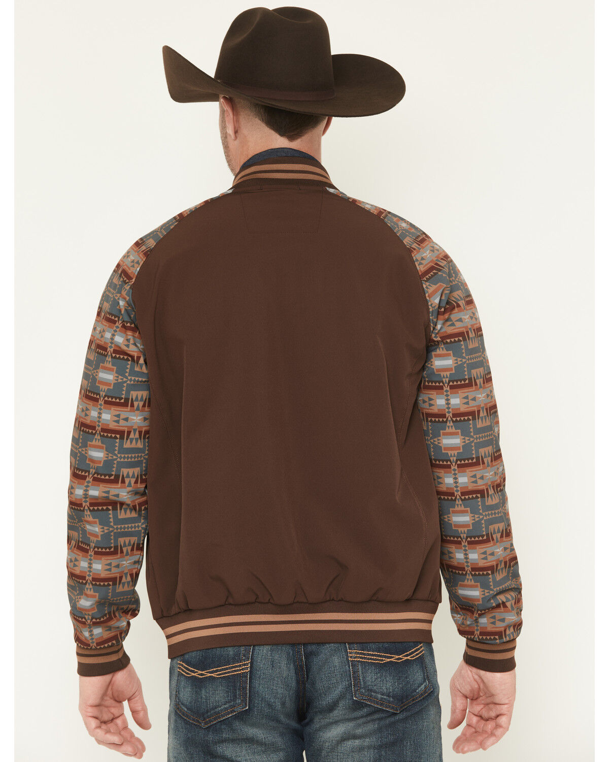 Image #4 - RANK 45® Men's Calgary Southwestern Colorblock Varsity Softshell Jacket, Brown, hi-res