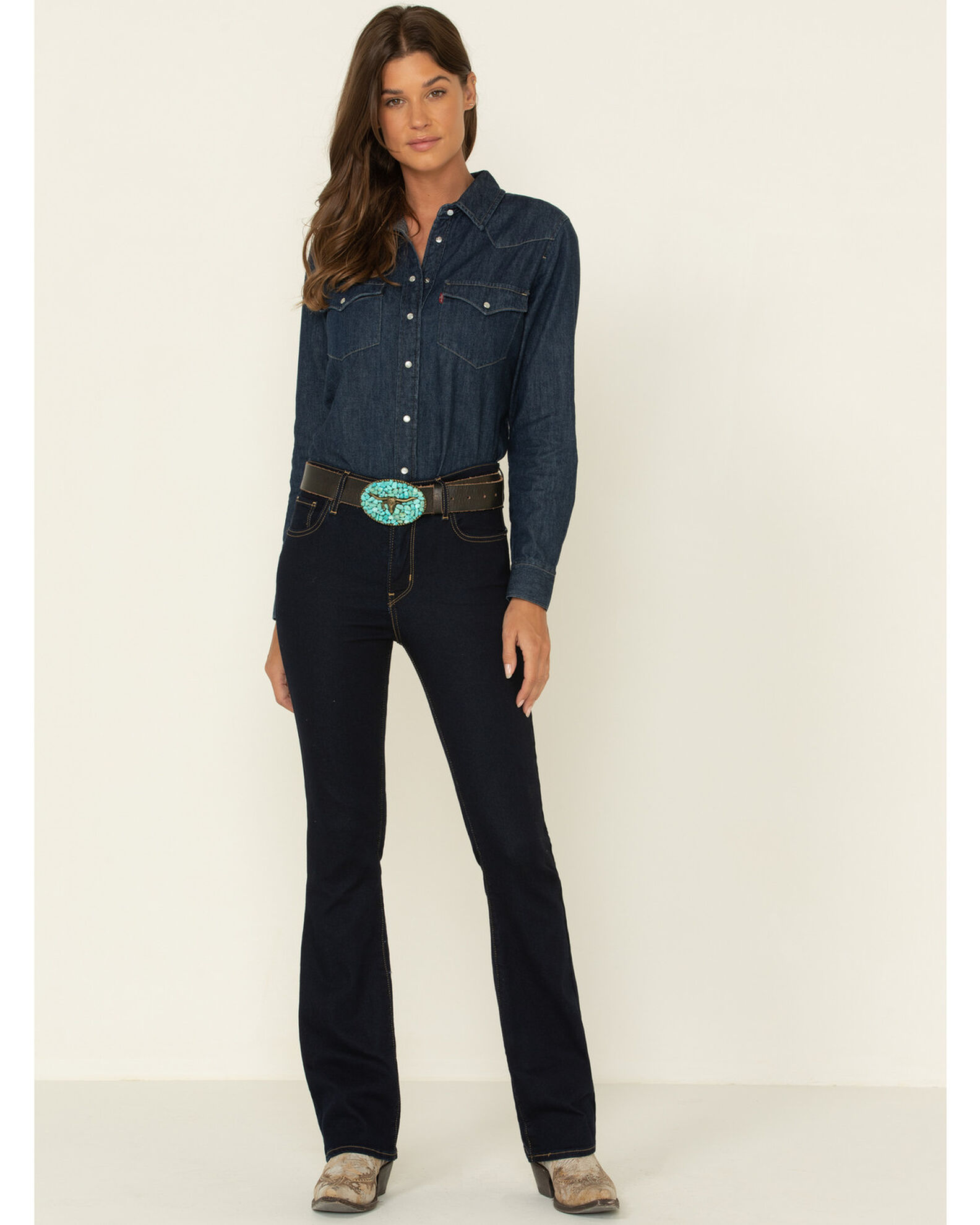 Womens black levi bootcut jeans online