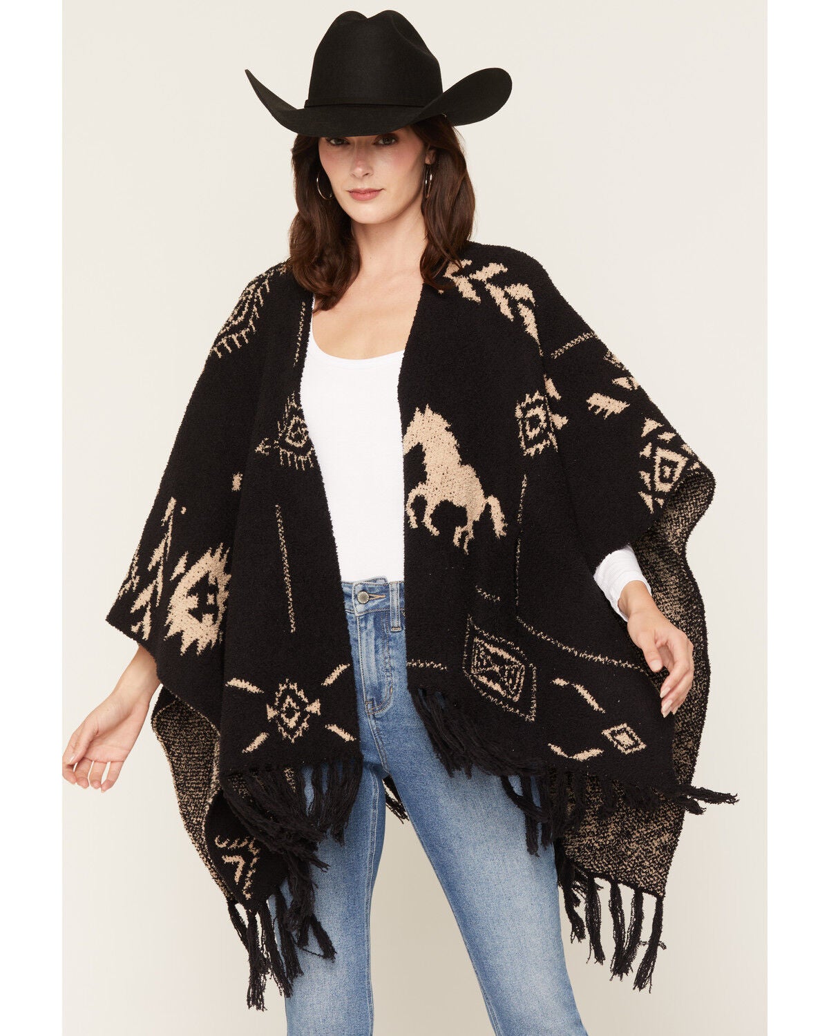 Image #1 - Idyllwind Women's Appaloosa Icon Cozy Shawl, Black, hi-res