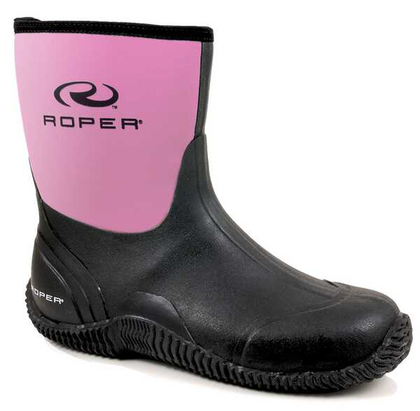 Roper Women's Neoprene Barnyard Boots - Round Toe, Pink, hi-res