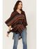 Image #1 - Cruel Girl Women's Southwestern Striped Print Poncho, Brown, hi-res