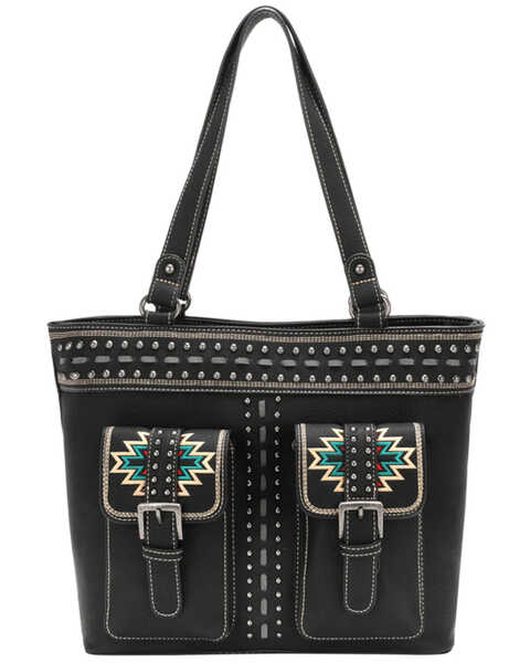 Montana West Women's Southwestern Print Concealed Carry Tote, Black, hi-res
