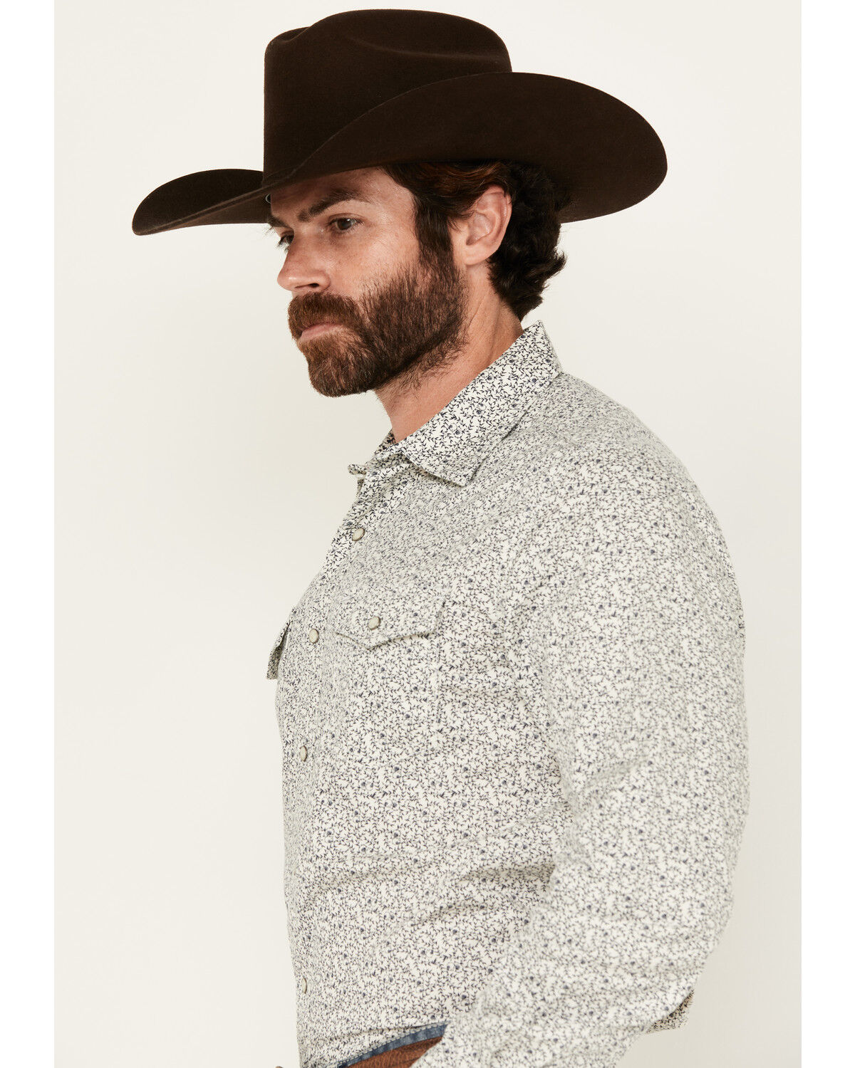 Image #2 - Wrangler Retro Men's Floral Print Long Sleeve Snap Western Shirt - Tall, White, hi-res