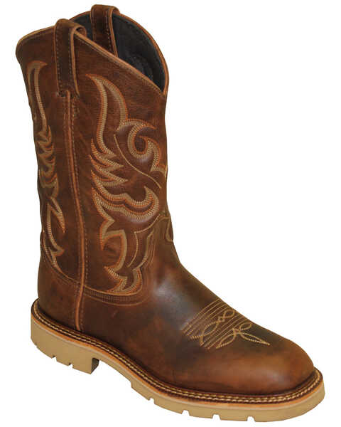 Abilene Men's Textured Hide Western Boots - Broad Square Toe, Brown, hi-res