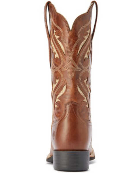 Ariat Women's Round Up Bliss Underlay Performance Western Boots - Broad Square Toe , Beige/khaki, hi-res