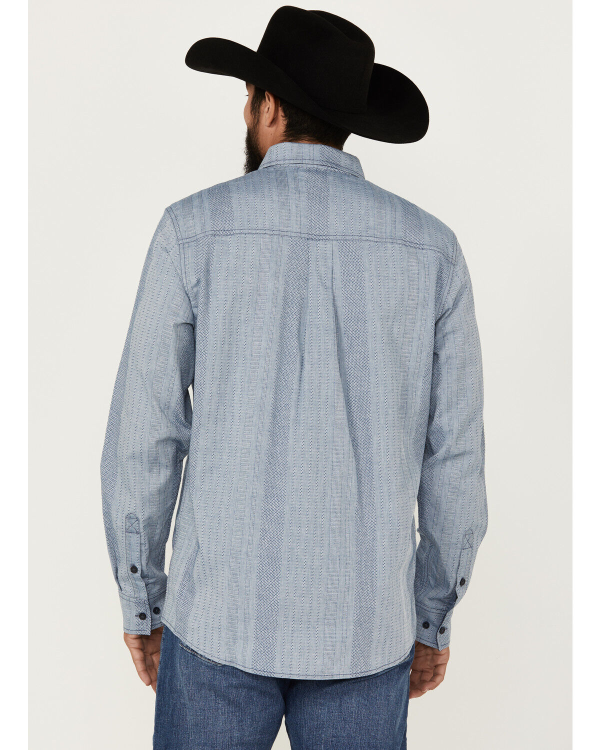Image #4 - Cody James Men's Buckle Up Chambray Striped Button-Down Long Sleeve Stretch Western Shirt, Light Blue, hi-res