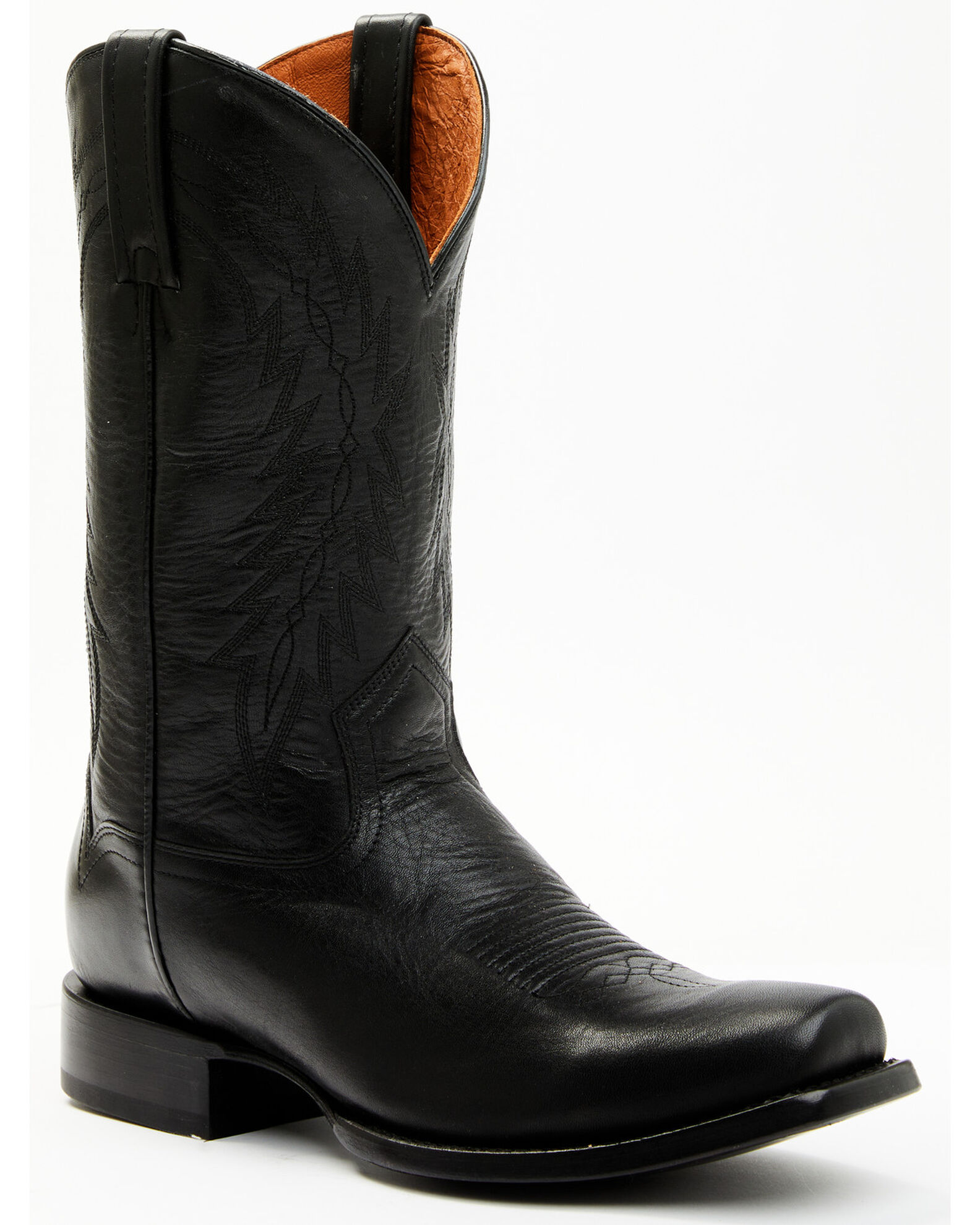 Mens black cowboy boots square toe clearance