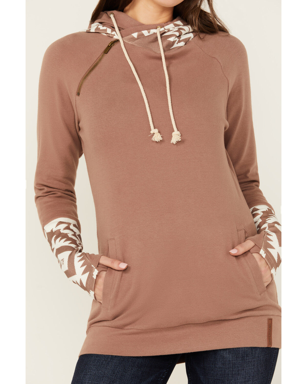 Image #3 - Ampersand Avenue Women's Southwestern Print Hooded Pullover, Tan, hi-res