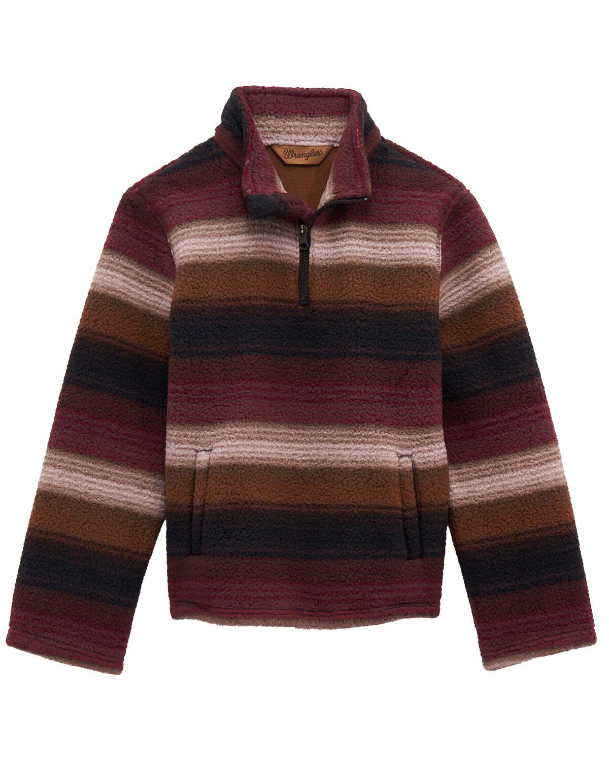 Image #2 - Wrangler Boys' Hay Away 1/4 Zip Sherpa Pullover, Brown, hi-res