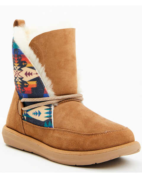 Pendleton Women's Tie-Back Casual Western Boots - Round Toe, Chestnut, hi-res