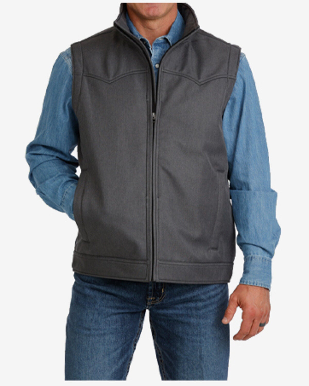 Image #1 - Cinch Men's Bonded Solid Concealed Carry Softshell Vest - Big, Charcoal, hi-res