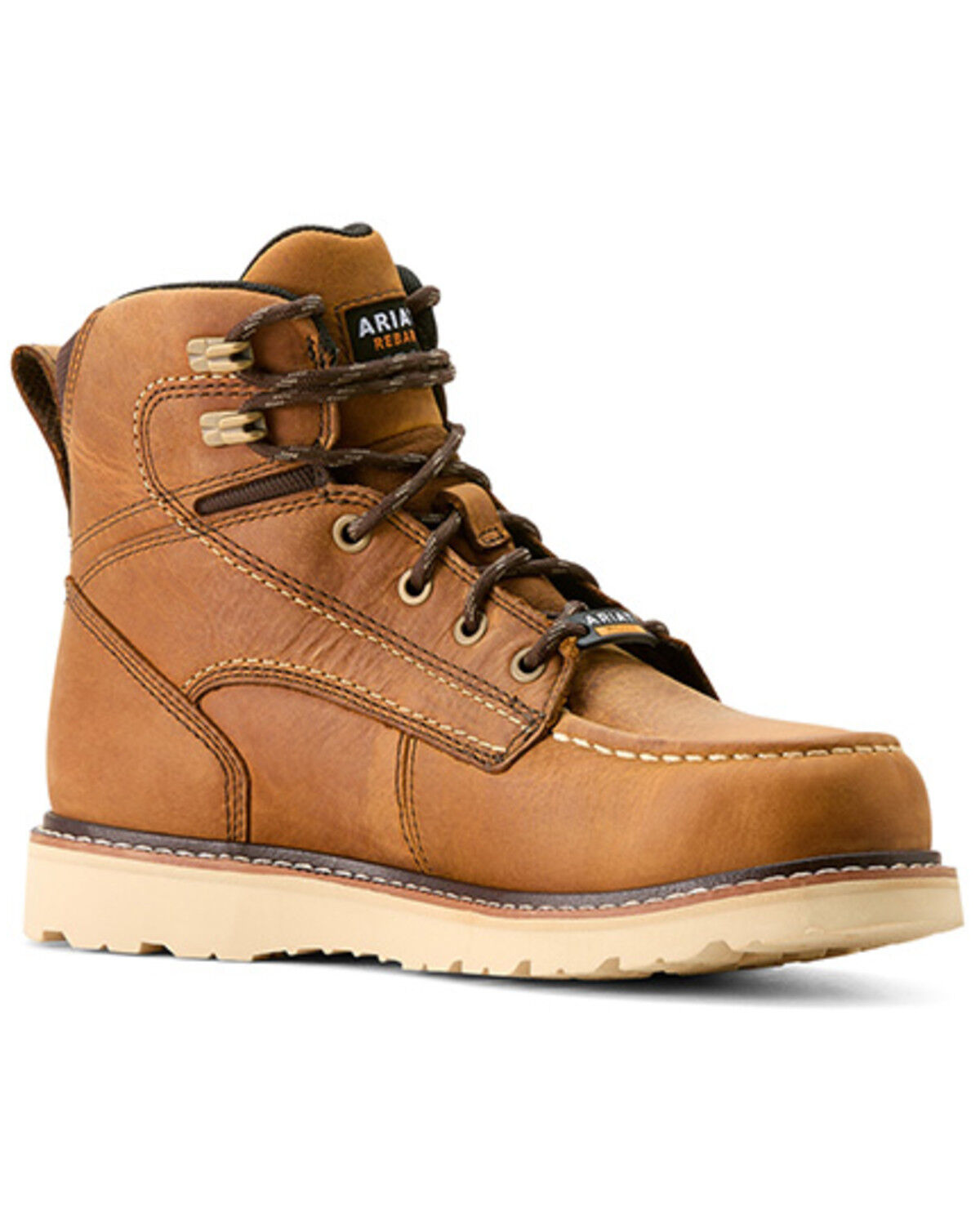 Image #1 - Ariat Women's Rebar 6" Wedge Waterproof Moc Toe Work Boots - Soft Toe, , hi-res