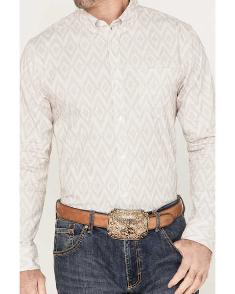 Image #3 - Cody James Men's Accent Geo Print Long Sleeve Button Down Shirt , Cream, hi-res