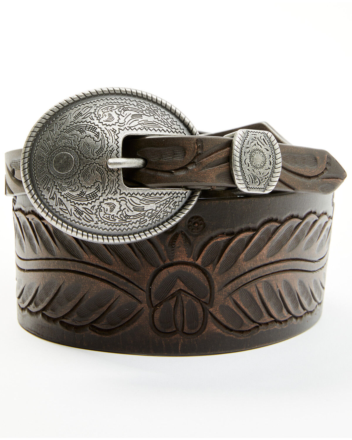 Image #1 - Shyanne Women's Wide Tapered Metal Keeper Belt, Brown, hi-res