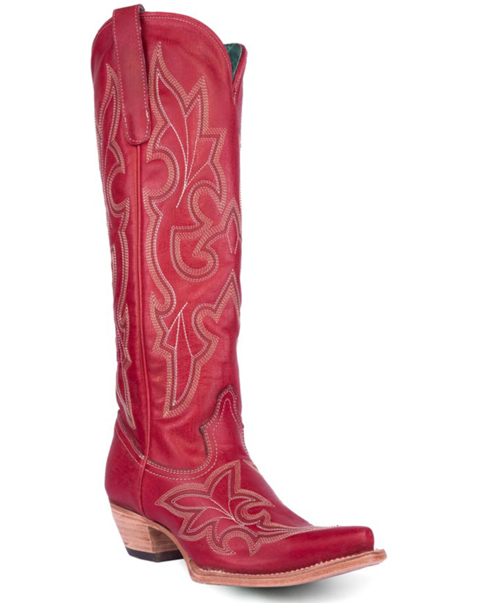Women's tall red leather boots discount
