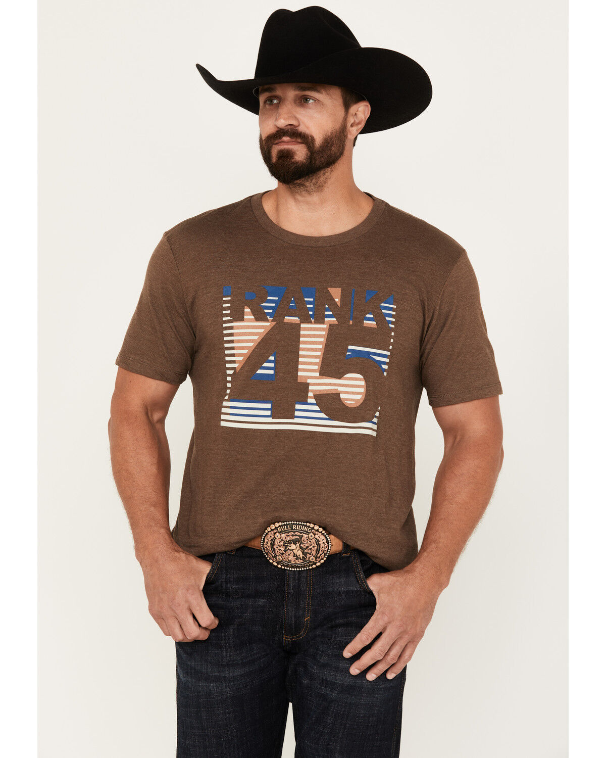 Image #1 - RANK 45® Men's Orwell Short Sleeve Graphic T-Shirt, Chocolate, hi-res