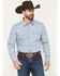 Image #1 - Cody James Men's Coastal Cowboy Micro Geo Print Long Sleeve Snap Western Shirt, Blue, hi-res