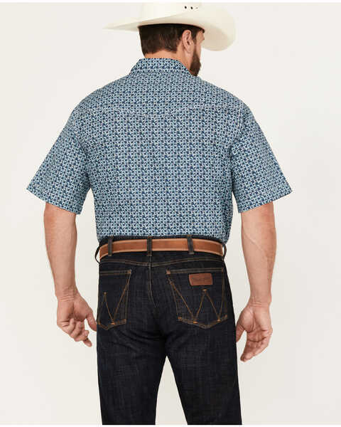 Image #4 - Wrangler 20X Men's Advanced Comfort Geo Print Short Sleeve Snap Western Shirt, Dark Blue, hi-res
