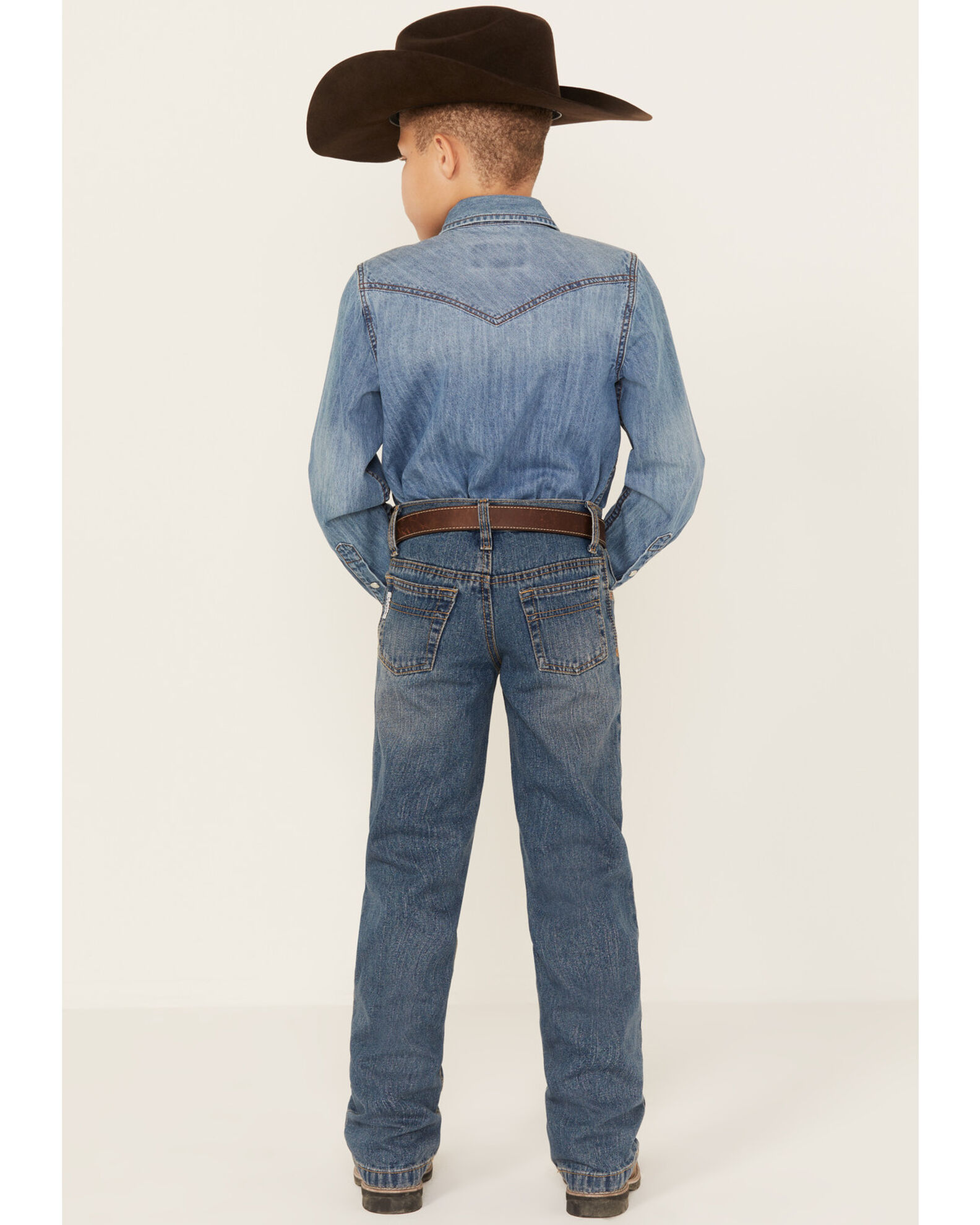 Image #3 - Cinch Boys' White Label Slim Straight Denim Jeans, Denim, hi-res