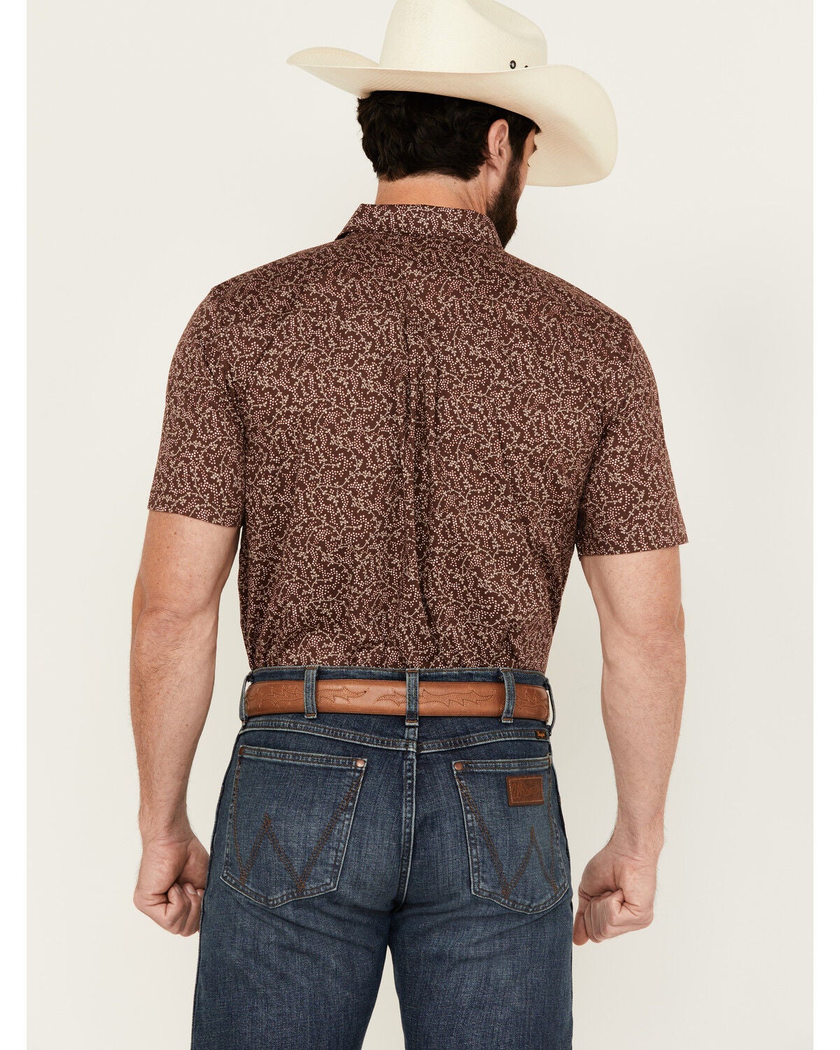 Image #4 - Cody James Men's Festive Floral Short Sleeve Button-Down Stretch Western Shirt, Brown, hi-res