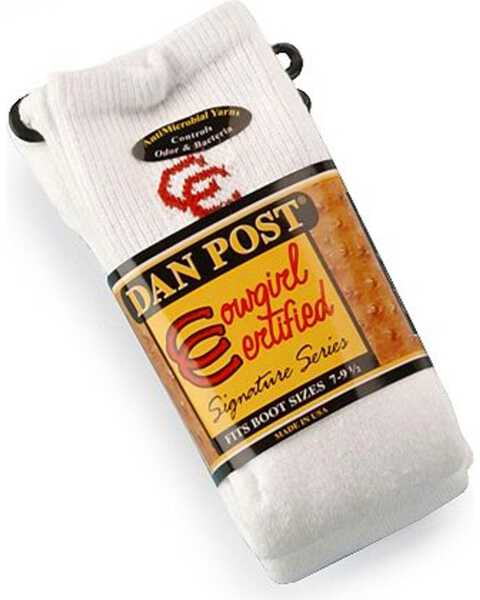 Image #2 - Dan Post Women's Cowgirl Certified Boot Socks (2-pack), White, hi-res