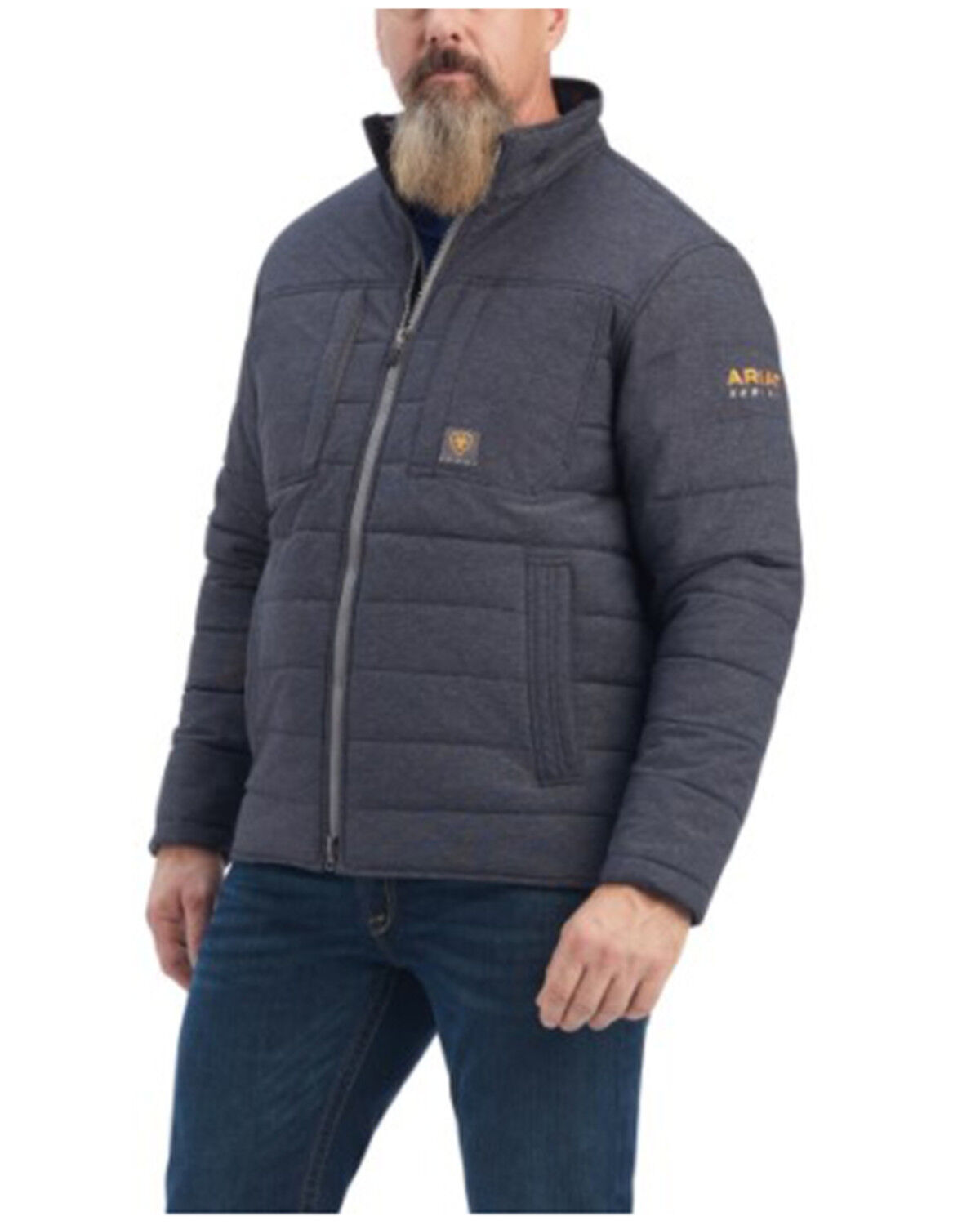Image #1 - Ariat Men's Rebar Valiant Stretch Canvas Zip-Front Insulated Work Jacket, Charcoal, hi-res