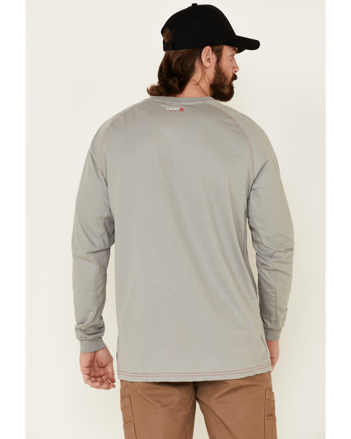 Image #5 - Ariat Men's FR Work Crew Long Sleeve T-Shirt, Silver, hi-res