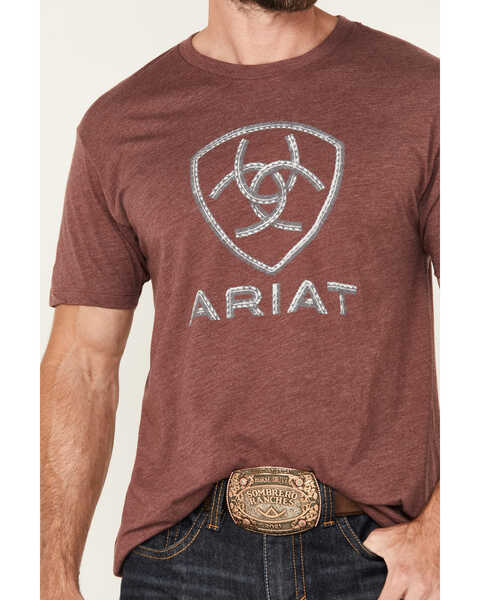 Image #3 - Ariat Men's Steel Bar Logo Short Sleeve T-Shirt, Burgundy, hi-res