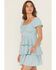 Image #2 - Originality Women's Solid Puff Sleeve Mini Dress, Blue, hi-res