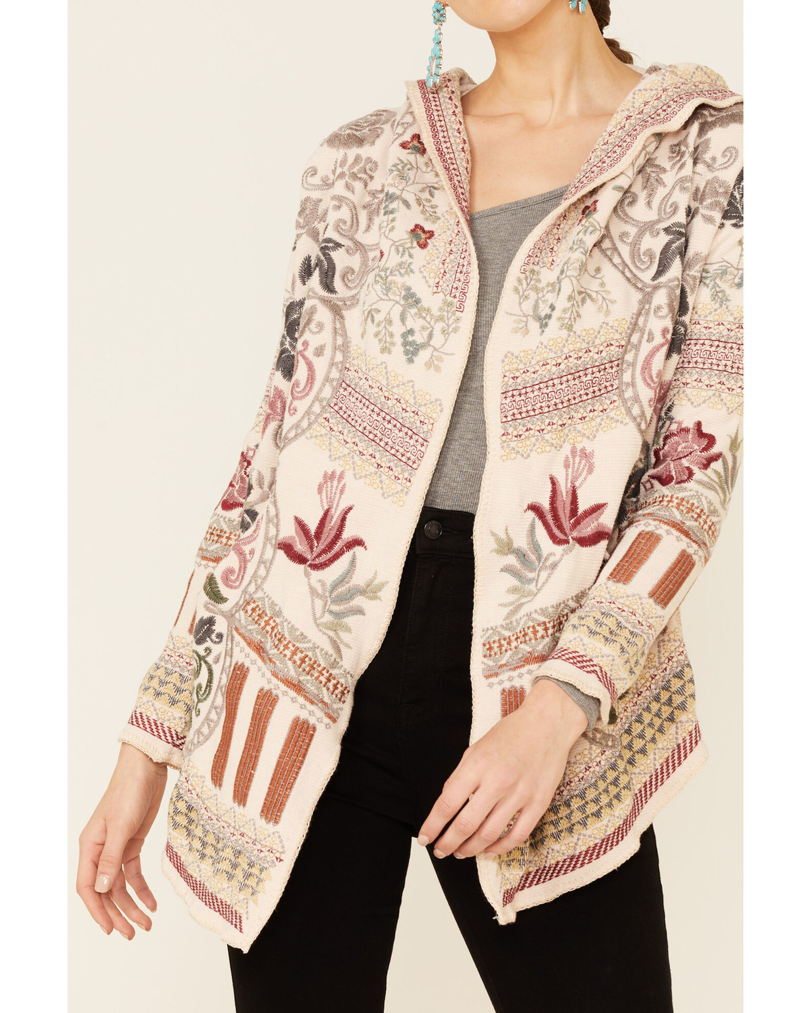 Image #3 - Johnny Was Women's Alabaster Cordelia Short Hoodie Jacket, Cream, hi-res