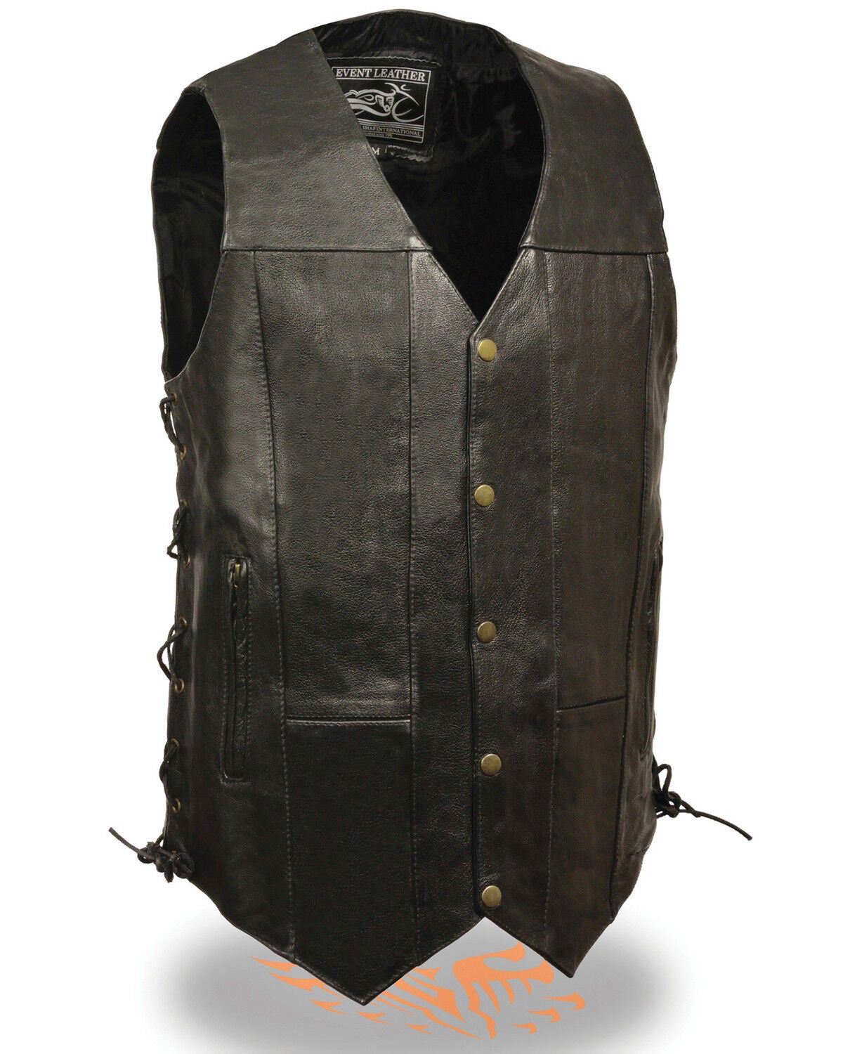 Milwaukee Leather Men's 4X 10 Pocket Side Lace Vest - Tall, Black, hi-res