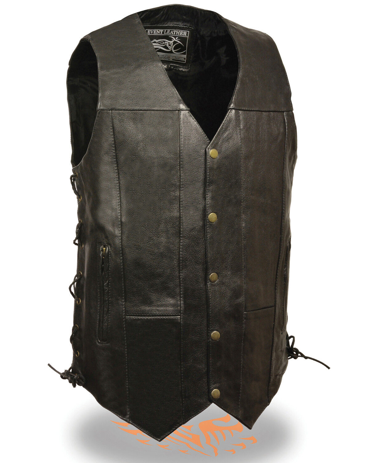 Image #1 - Milwaukee Leather Men's 4X 10 Pocket Side Lace Vest - Tall, Black, hi-res