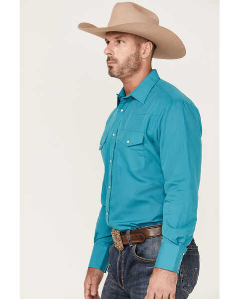 Roper Men's Classic Long Sleeve Western Shirt , Teal, hi-res