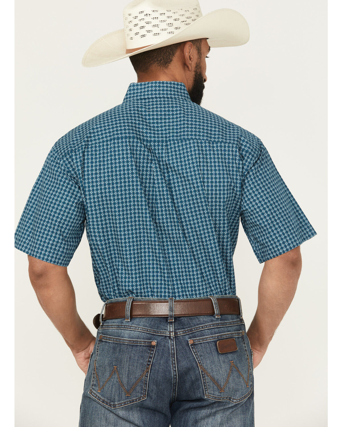 Image #4 - Cinch Men's Geo Print Short Sleeve Button-Down Western Shirt - Big, Blue, hi-res