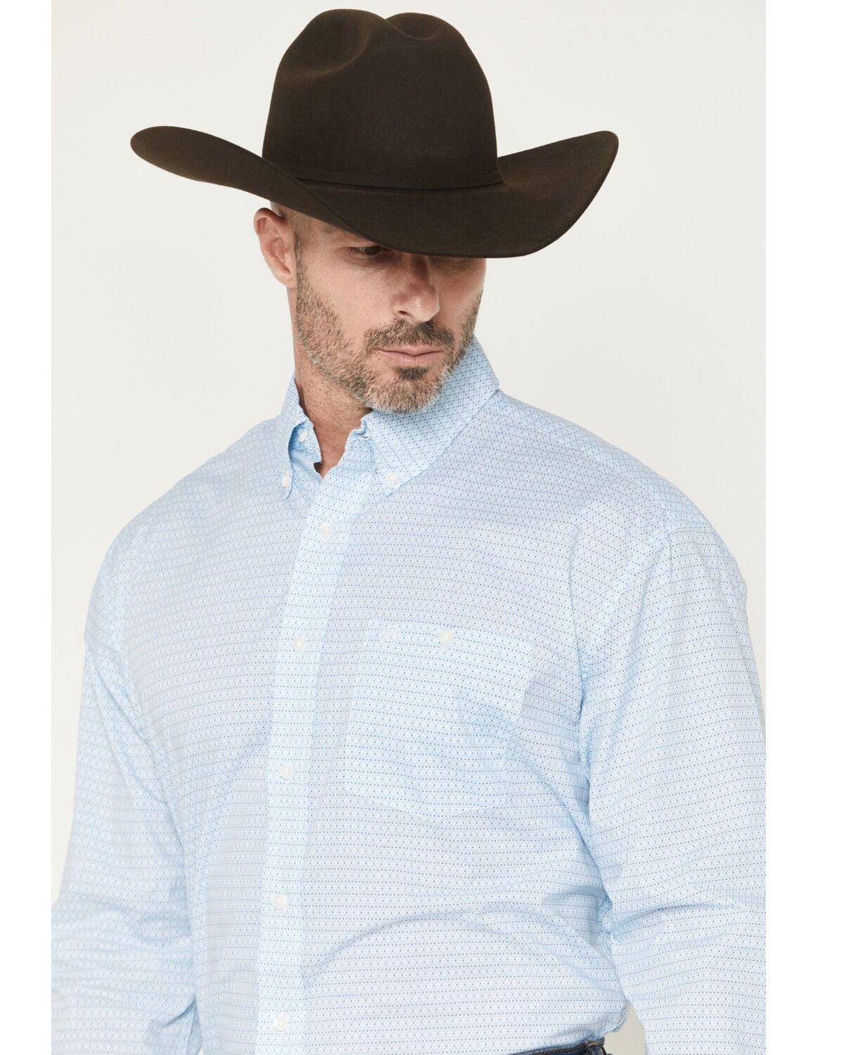 Image #2 - Wrangler Men's Geo Print Long Sleeve Button-Down Stretch Western Shirt - Tall, Blue, hi-res