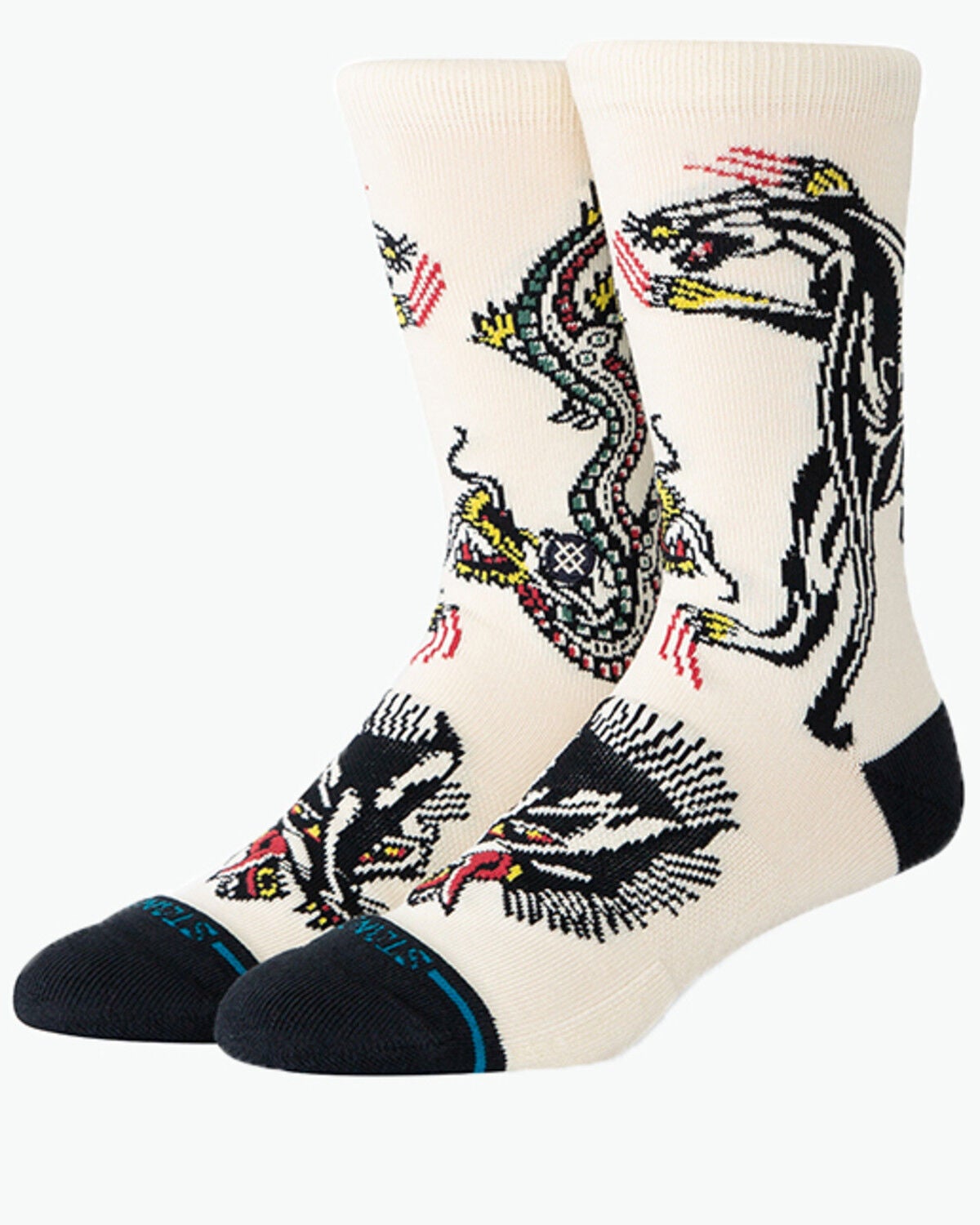 Stance Men's Battle Crew Socks, Cream, hi-res