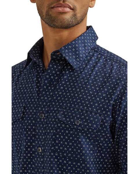 Image #2 - Wrangler Retro Men's Premium Geo Print Long Sleeve Button-Down Western Shirt - Tall , Navy, hi-res