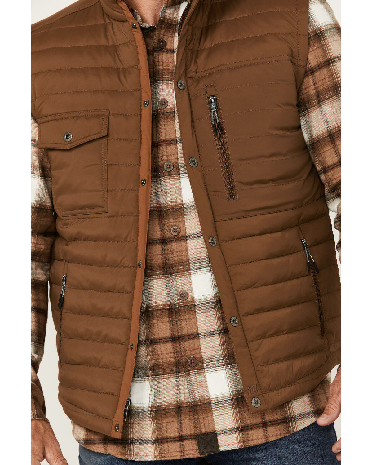 Image #3 - Dakota Grizzly Men's Bryce Quilted Insulated Fleece Lined Vest, Brown, hi-res