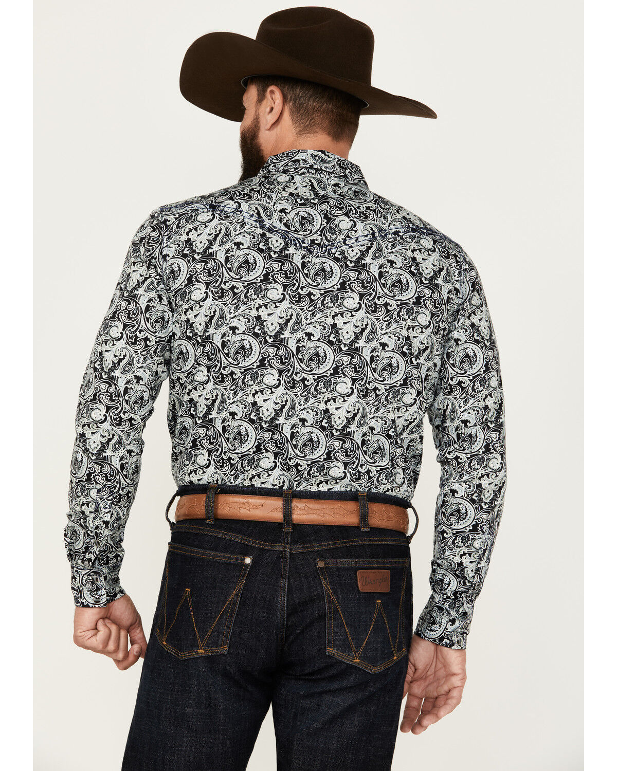 Image #4 - Cody James Men's Showdown Paisley Print Long Sleeve Snap Western Shirt - Tall, Navy, hi-res