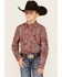 Image #1 - Cinch Boys' Paisley Print Long Sleeve Button-Down Western Shirt, Orange, hi-res